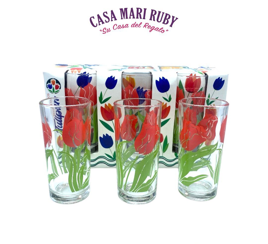 JGO DE 6 VASOS TULIPAN CON BASE